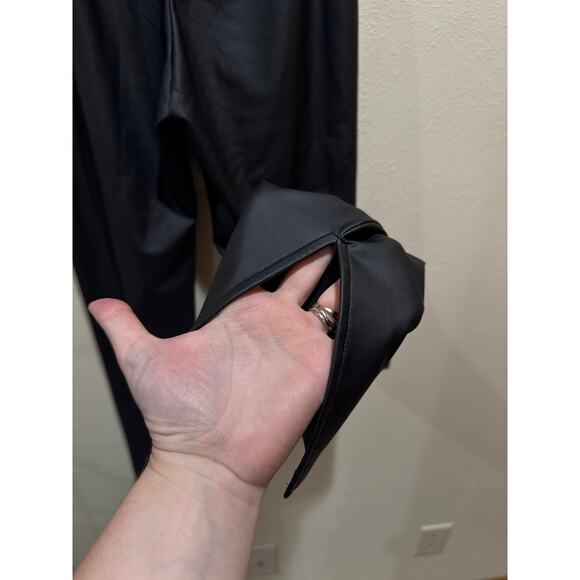 Womens white fox faux leather After party pants size small black new - Picture 5 of 6